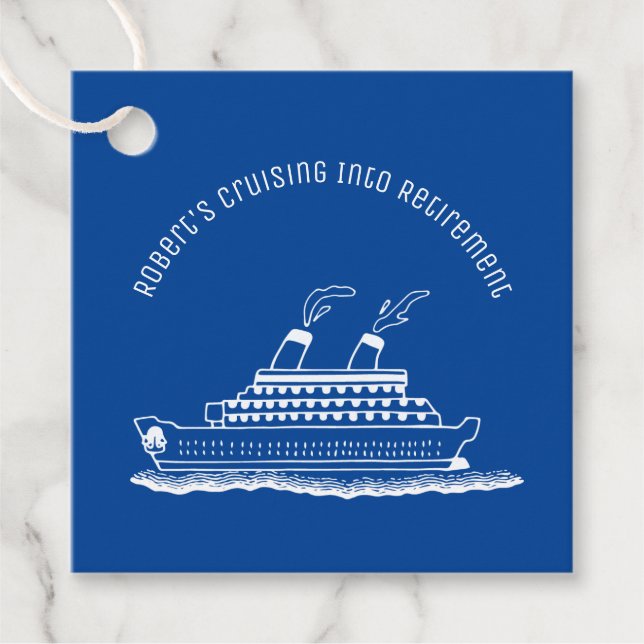 Retirement Cruise Ship Party Favour Tags (Front)