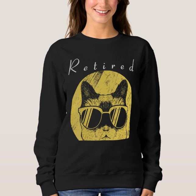 Retirement Fathers Day Cool Cat Sunglasses Sweatshirt (Front)