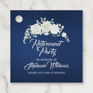 Retirement Female Party Vintage White Rose Border  Favour Tags