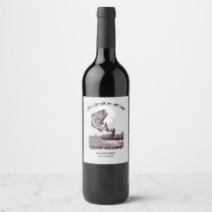 Retirement Fishing At the Lake Fisherman Vintage Wine Label