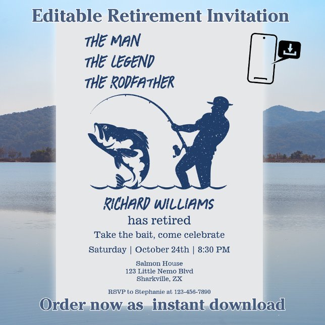 Retirement Fishing the Rodfather Big Fish  Invitation (Creator Uploaded)
