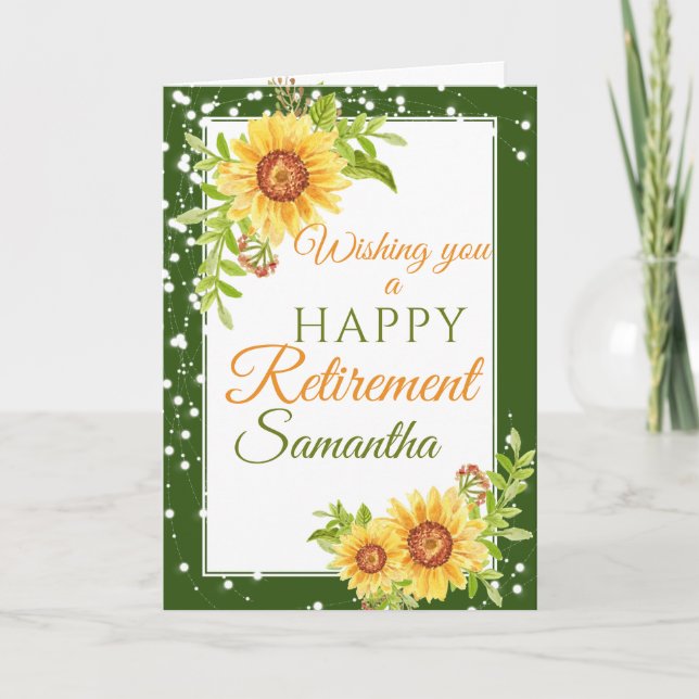 Retirement Floral Sunflower and Border Card (Front)