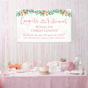 Retirement Floral Tropical Script Congrats Banner