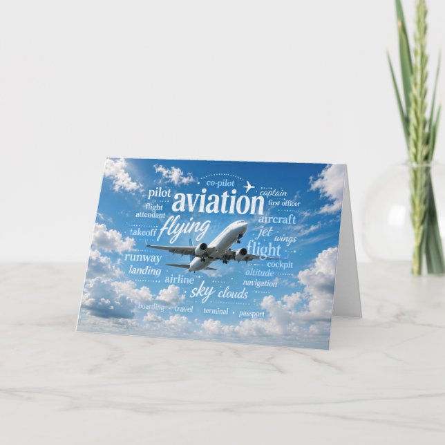 Retirement for Pilot Jet Flying in a Word Cloud Card (Front)