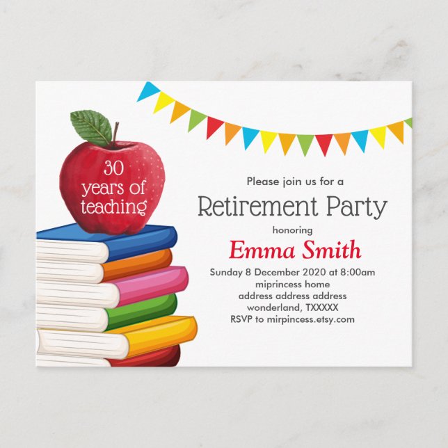 retirement for teacher, apple version postcard (Front)