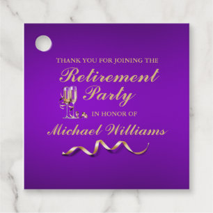 Retirement Formal Classic Champagne Glass Favour Tags