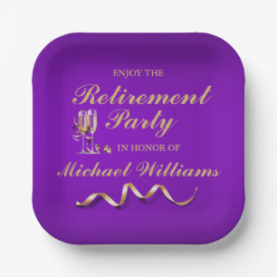 Retirement Formal Classic Champagne Glass Paper Plate