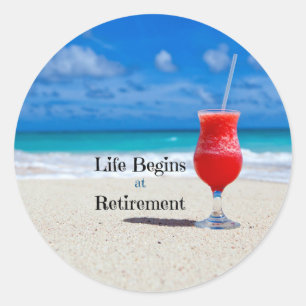 Retirement, Frosty Drink on the Beach Classic Round Sticker