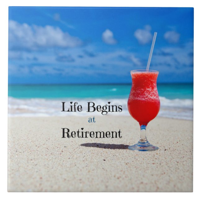Retirement, Frosty Drink on the Beach, Tile (Front)