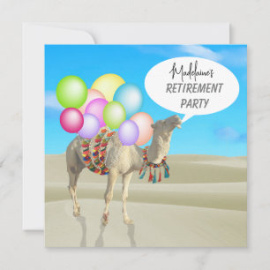 Retirement Fun Desert Camel Balloons Colourful  Invitation