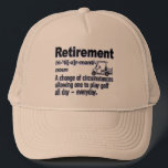 Retirement funny definition for golfing fan  trucker hat<br><div class="desc">Funny retired definition golfing fan quote with golf cart</div>