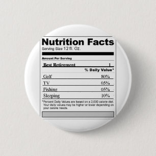 Retirement Funny Nutrition label 6 Cm Round Badge
