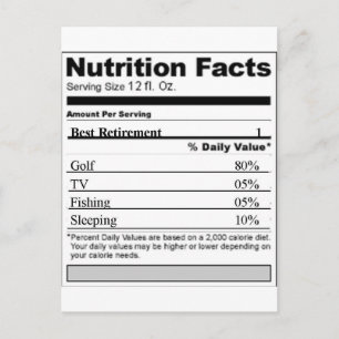 Retirement Funny Nutrition label Postcard
