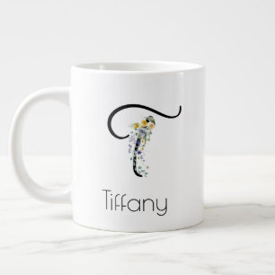 Retirement gift employer monogram watercolor  large coffee mug