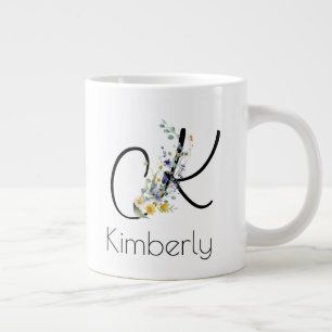 Retirement gift employer monogram watercolor large coffee mug