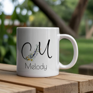 Retirement gift employer monogram watercolor large coffee mug