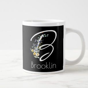 Retirement gift employer  Monogram wildflower Large Coffee Mug