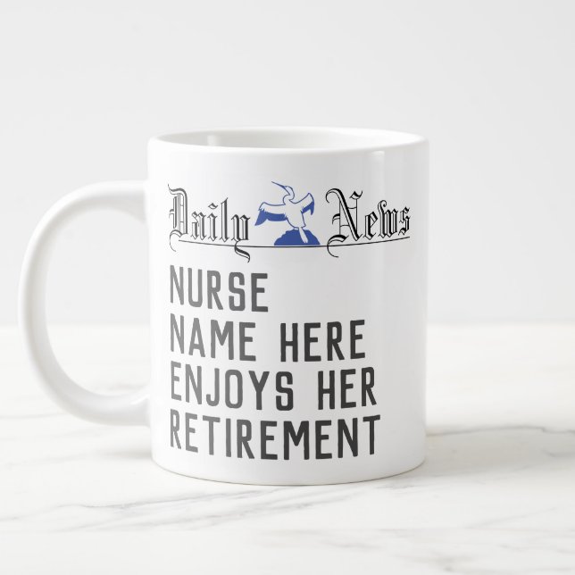 Retirement Gift for a Nurse. Retired Nurse Large Coffee Mug (Left)