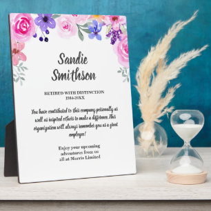 retirement gift for boss, employee, long service plaque