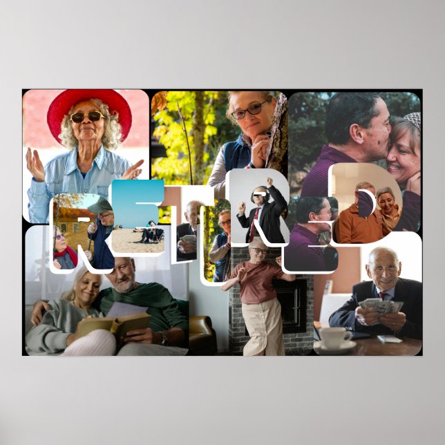 Retirement gift, fun retired wall photo time line poster (Front)
