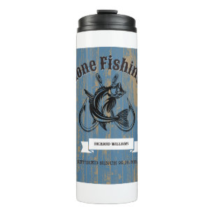 Retirement Gift Gone Fishing Retired Rustic Wood Thermal Tumbler