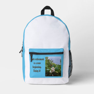 retirement gift white rose printed backpack