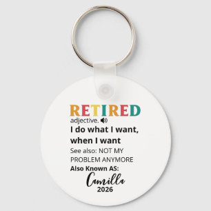 Retirement Gifts For Women, Personalised Retired C Key Ring