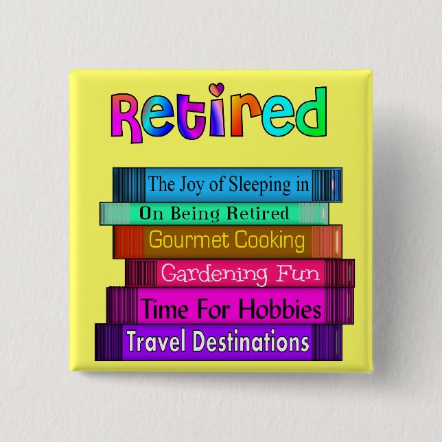 Retirement Gifts Unique Stack of Books Design 15 Cm Square Badge (Front)