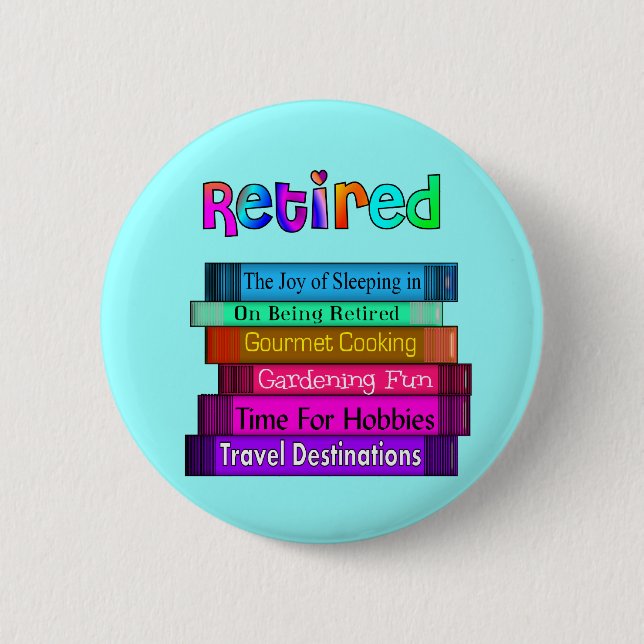 Retirement Gifts Unique Stack of Books Design 6 Cm Round Badge (Front)