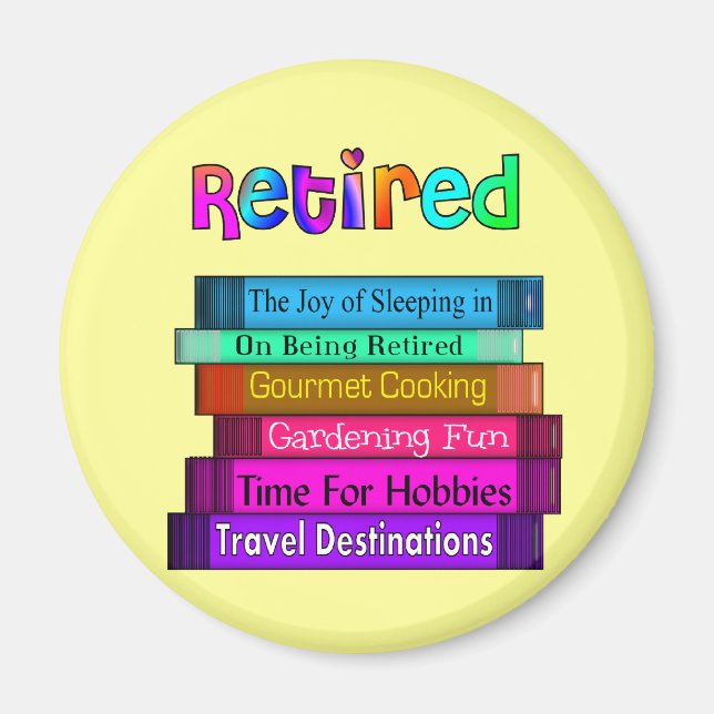 Retirement Gifts Unique Stack of Books Design Magnet (Front)