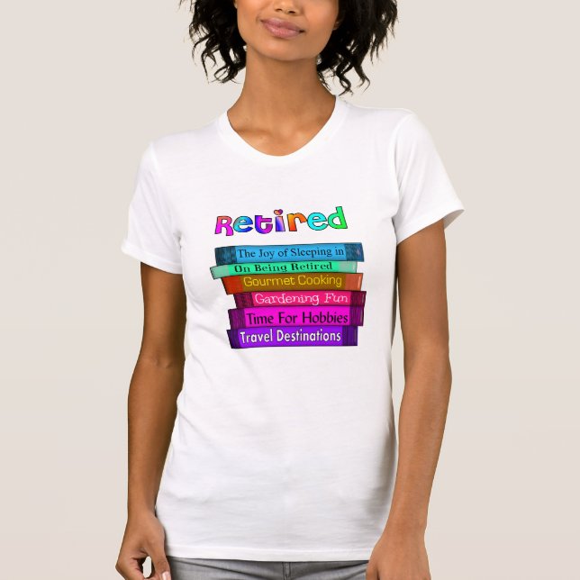 Retirement Gifts Unique Stack of Books Design T-Shirt (Front)