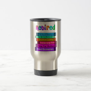 Retirement Gifts Unique Stack of Books Design Travel Mug