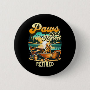 Retirement Golden Retriever Paws And Reflect Fishi 6 Cm Round Badge