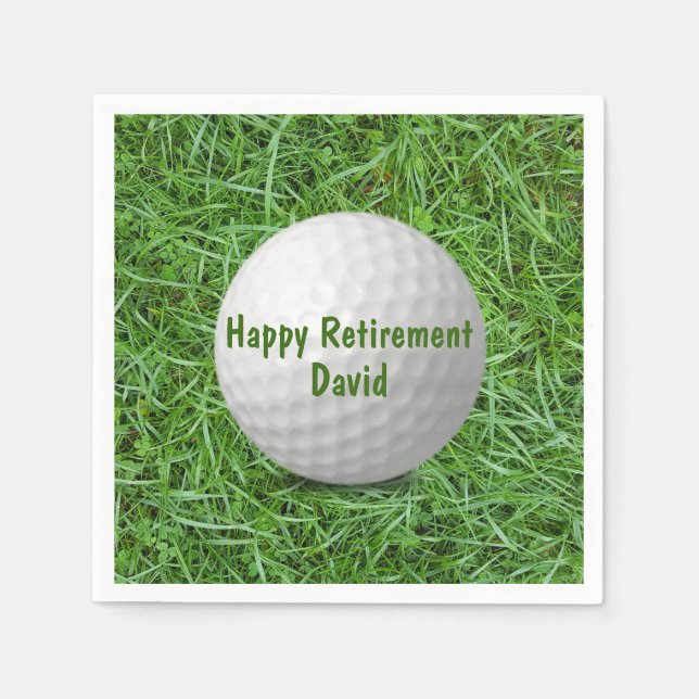 Retirement Golf Ball on Grass Napkin (Front)