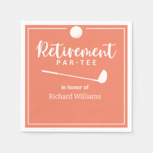 Retirement Golf Ball Tee Flag Modern Pea Napkin