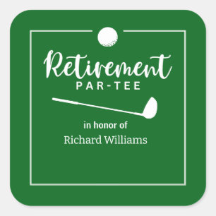 Retirement Golf Ball Tee Flag Modern Square Sticker