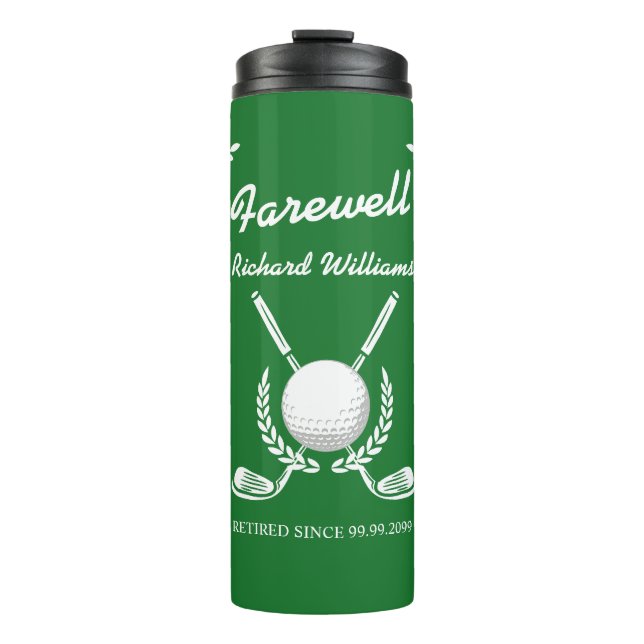 Retirement Golf Clubs Wreath Themed Party Thermal Tumbler (Front)