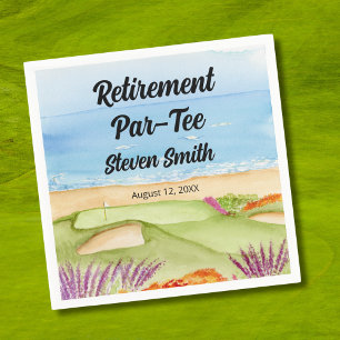 Retirement Golf Course by the Beach Invitation Napkin