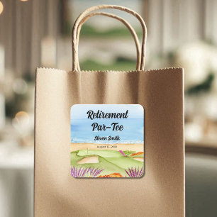 Retirement Golf Course by the Beach Invitation Square Sticker