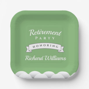 Retirement Golf Golfballs Formal Vintage Paper Plate