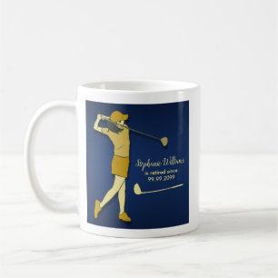 Retirement Golf Party Classic Blue Golden Woman Coffee Mug
