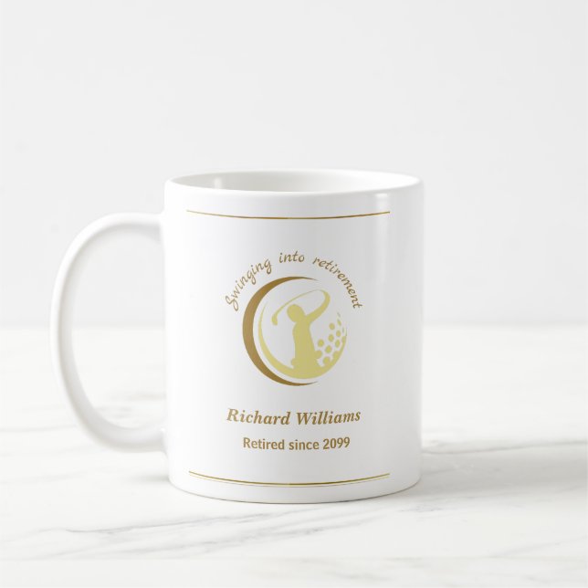 Retirement Golf Party Classic Green Golden Player  Coffee Mug (Left)