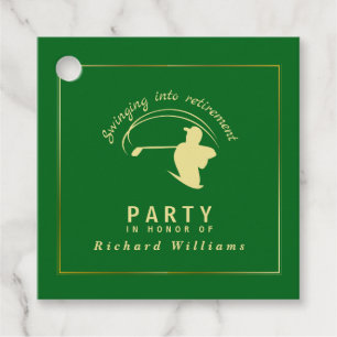 Retirement Golf Party Classic Green Golden Player Favour Tags