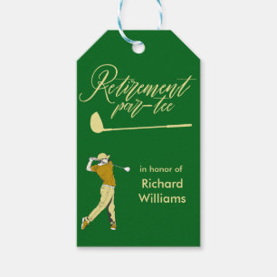 Retirement Golf Party Classic Green Golden Player  Gift Tags