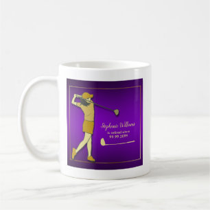 Retirement Golf Party Classic Purple Golden Woman Coffee Mug