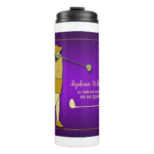 Retirement Golf Party Classic Purple Golden Woman Thermal Tumbler