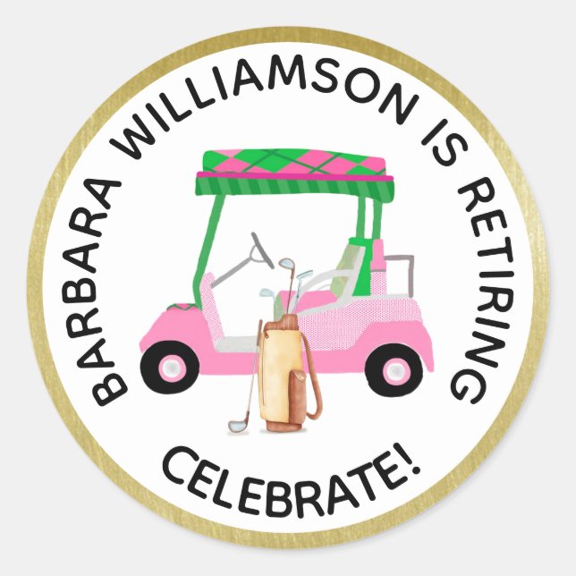 Retirement Golf Themed Party Personalise  Classic Round Sticker (Front)