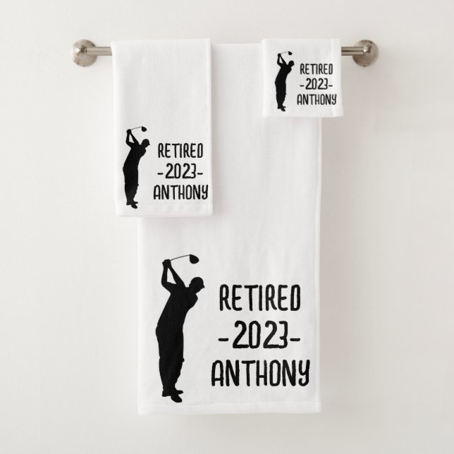 Retirement Golfer Birthday retired happy retiree Bath Towel Set (Insitu)