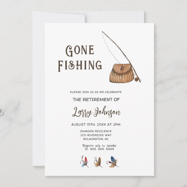  Retirement Gone Fishing Invitation (Front)