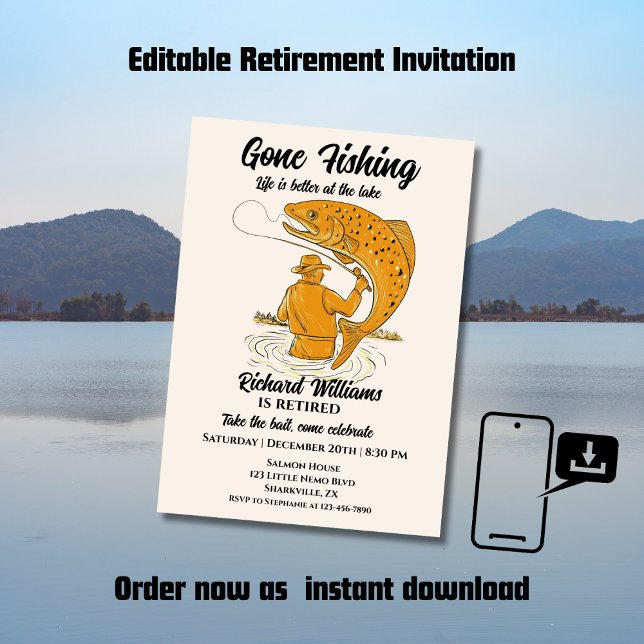 Retirement Gone Fishing Life is Better Retired  Invitation (Creator Uploaded)